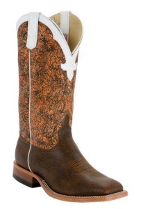Anderson Bean® Men's Chocolate w/Orange Acid Wash Top Square Toe Western Boots