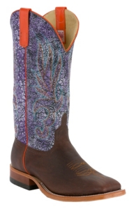 Anderson Bean® Men's Brown w/ Purple Acid Wash Double Welt Square Toe Western Boots