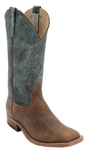 Anderson Bean® Mens Desert Bison w/ Aqua Monet Square Toe Western Boot