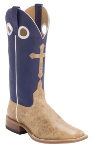 Anderson Bean® Horse Power™ Mens Tan Bison Antique w/Cross Purple Top Souble Welt Square Toe Western Boots