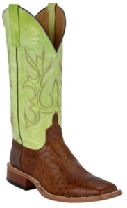 Anderson Bean® Horse Power™ Mens Brown Ostrich Print w/ Green Tops Square Toe Boot