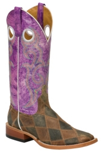 Anderson Bean® Ladies Distressed Brown & Black Patchwork Square Toe Western Boots