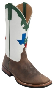 Anderson Bean® Men's Toast Bison Brown w/ Texas 4-H Logo on White Top Green Trim Double Welt Square Toe Western Boots