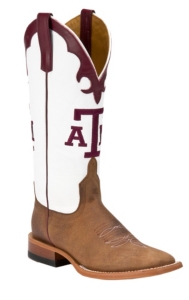 Anderson Bean® Ladies Brown w/ White Top & Maroon A&M Square Toe Collegiate Boot