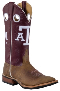 Anderson Bean® Mens Tan Mohawk Brown w/ Maroon Top A&M Square Toe Collegiate Boots