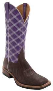 Anderson Bean® Horse Power™ Mens Chocolate Shoulder w/ Purple Top & Diamond Stitch Square Toe Boots