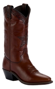 Abilene® Ladies Cognac Brown Tooled Star Snip Toe Western Boots