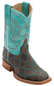 Anderson Bean® Kids Light Brown & Dark Brown Patchwork Square Toe Western Boots