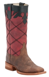 Anderson Bean® Kids Toast Bison w/ Rockin' Red Stove Pipe Top Square Toe Boots