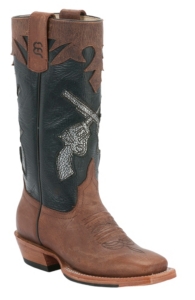 Anderson Bean® Kids Toast Brown Bison w/ Pistols on Black Top Square Toe Boots