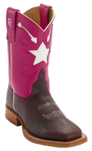 Anderson Bean® Kids Briar Oil Tan w/ Flashy Pink w/ White Arrow & Stars Inlay Top Square Toe Western Boots