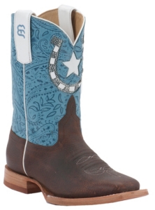 Anderson Bean® Kids Briar Oil Tan w/ Handkerchief Blue Top Square Toe Western Boots