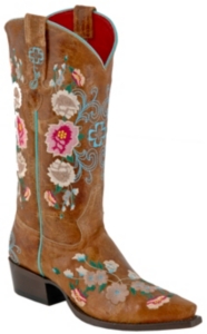 Anderson Bean® Macie Bean™ Ladies Brown Mad Cat Floral Embroidered Snip Toe Boots