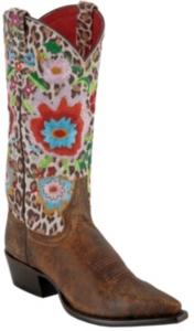 Anderson Bean® Macie Bean™ Ladies Distressed Brown Cheetah Floral Snip Toe Boots