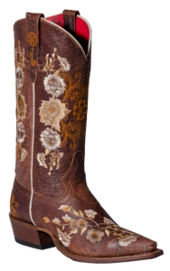 Anderson Bean® Macie Bean™ Ladies Chocolate Brown w/Floral Embroidery Snip Toe Boot