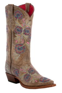 Anderson Bean® Macie Bean™ Ladies Jolene Brown Floral Embroidery Snip Toe Boots