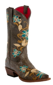 Anderson Bean® Macie Bean™ Ladies Black Vegas Bound Glitterrific Flashy Embroidered Snip Toe Western Boots