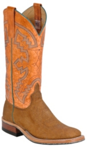 Anderson Bean® Mens Distressed Buffalo Brown w/Orange Double Welt Square Toe Boots