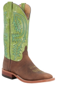 Anderson Bean® Men's Brown Bison w/ Kiwi Green Double Welt Square Toe Western Boot