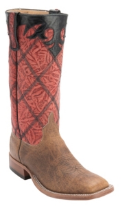 Anderson Bean® Men's Brown w/ Red Diamond Stitched Stovepipe Top Square Toe Boots