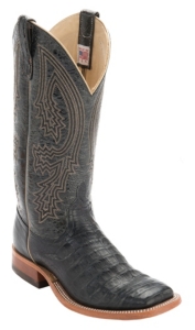 Anderson Bean® Men's Black Caiman Crocodile Belly Double Welt Exotic Square Toe Western Boots