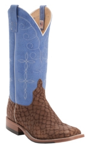 Anderson Bean® Men's Tan Brown Loch Ness Monster w/Blue Top Double Welt Square Toe Western Boots