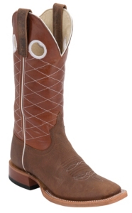 Anderson Bean® Youth Toast Bison Brown Diamond Stitch Square Toe Boots