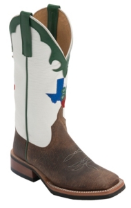 XEMAnderson Bean® Youth Toast Bison Brown w/ Texas 4-H Logo on White Top Green Trim Double Welt Square Toe Western Boots