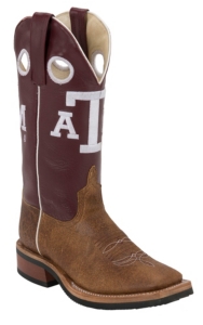 Anderson Bean® Youth Brown w/ Maroon Top A&M Double Welt Square Toe Western Boots