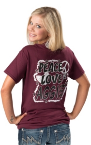 Girlie Girl Originals® Ladies Peace, Love & Aggies Tee