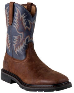 Ariat® Sierra™ Men's Brown Russet w/ Blue Top Square Toe Pull On Western Work Boots