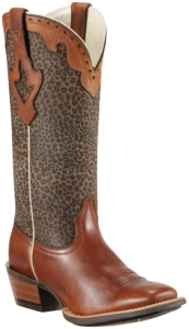 Ariat® Crossfire Caliente™ Ladies Barnwood Brown w/ Cheetah Print Top Square Toe Western Boot