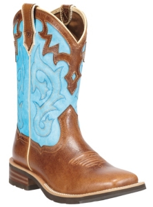 Ariat® Unbridled™ Women's Coyote Brown w/ Cielo Blue Top Square Toe Western Boots