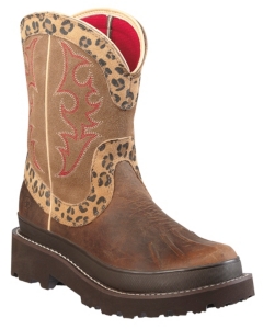 Ariat® Fatbaby Duck™ Women's Distressed Brown w/ Leopard Print Top Western Boots