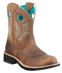 Ariat® Fatbaby Cowgirl™ Ladies Powder Brown w/ Tan Top Western Boot
