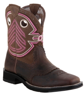 Ariat® Fatbaby Freedom™ Women's Powder Brown w/ Pink Military Embroidered Top Square Toe Western Boot