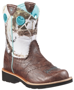 Ariat® Fatbaby™ Youth Brown Crinkle w/ Snowflake Camo Top Western Boot