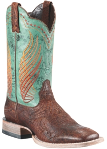 Ariat® Mecate™ Men's Bunkhouse Brown w/ Teal Top Triple Welt Square Toe Western Boots