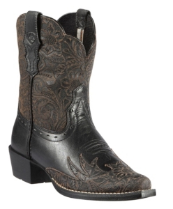Ariat® Dahlia™ Children's Vintage Black Tooled Snip Toe Western Boots