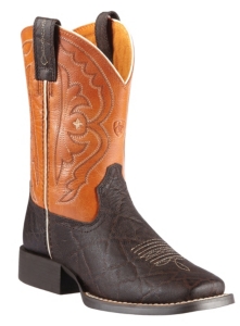 Ariat® Quickdraw™ Youth Chocolate Elephant w/ Mandarin Orange Top Square Toe Boots