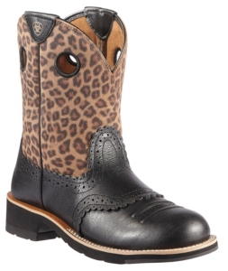 Ariat® Fatbaby Cowgirl™ Women's Black Deertan w/ Leopard Print Top Western Boots