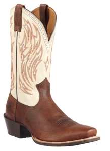 Ariat® Hotshot™ Men's Brown Oiled Rowdy w/Cream Top Square Toe Western Boots