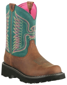 Ariat® Fatbaby™ Women's Powder Brown w/ Teal Thunderbird Upper Western Boots