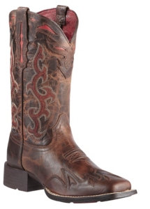 Ariat® Sidekick™ Women's Sassy Brown w/ Red Embroidery Square Toe Western Boot