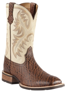 Ariat® Quickdraw™ Mens Chestnut Elephant Print w/ Cream Top Square Toe Western Boot