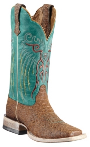 Ariat® Mesteno™ Ladies Topaz Snake Print w/ Clear Water Blue Top Square Toe Western Boot