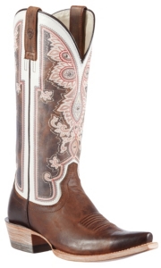 Ariat® Women's Weathered Brown Alameda w/ Regal Print Top Snip Toe Western Boots