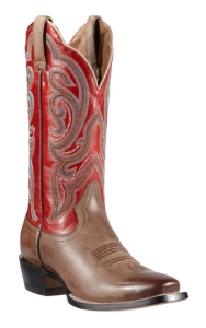 Ariat® Angelica™ Women's Gunsmoke Brown w/ Scarlet Red Top Punchy Square Toe Western Boots