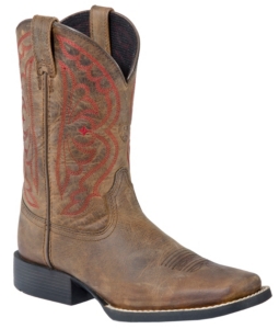 Ariat® Kids Distressed Brown Quickdraw Boots w/Red Stitching