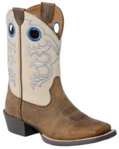 Ariat® Youth Crossfire - Distressed Brown w/Cream Top Cowboy Boot